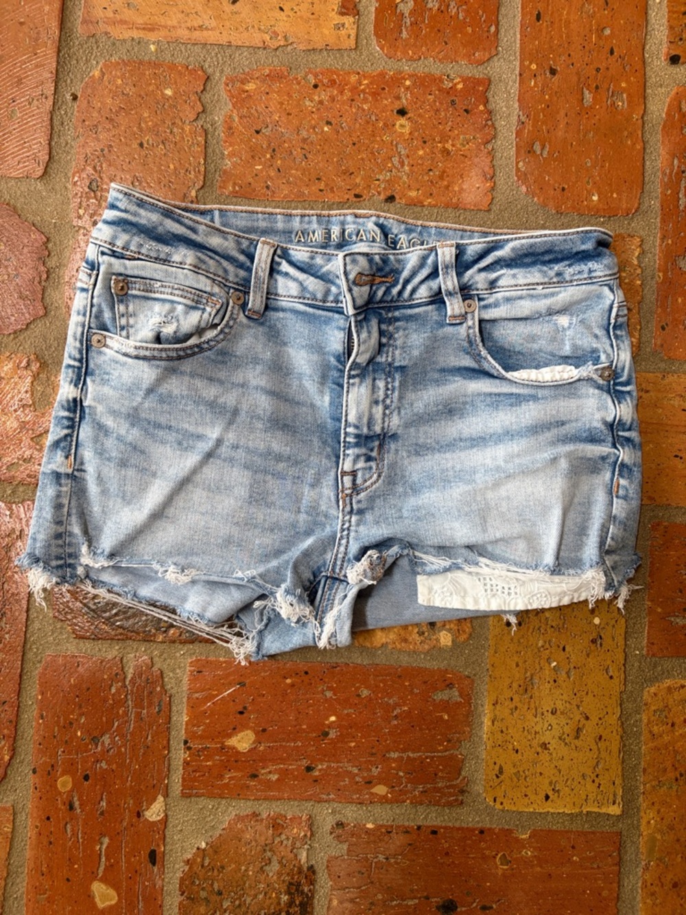 American Eagle Outfitters Light Wash Distressed Denim Shorts